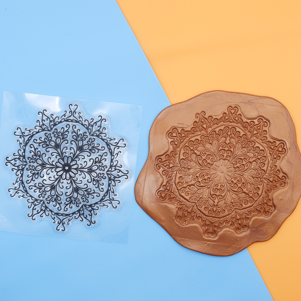 9 cm Ronde Mandala Polymeer Klei Textuur Stempel Vellen Emboss Mat Indruk Modellering voor Keramisch Aardewerk DIY Sieraden Art Craft: Light Grey