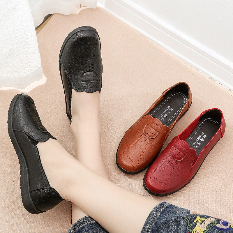 Mocassins Femme à Plateforme - Cuir Véritable, Talon 5 Cm, Semelle Antidérapante - Confort Parfait Pour Tous Les Jours - 3