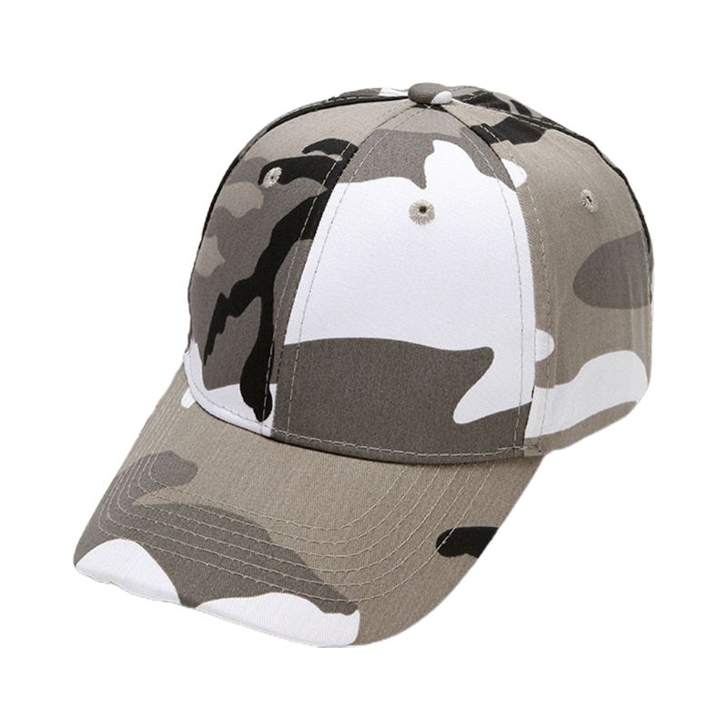 Unisex udendørs vandreture baseballkasket camouflage justerbar snapback hat: Lysegrå