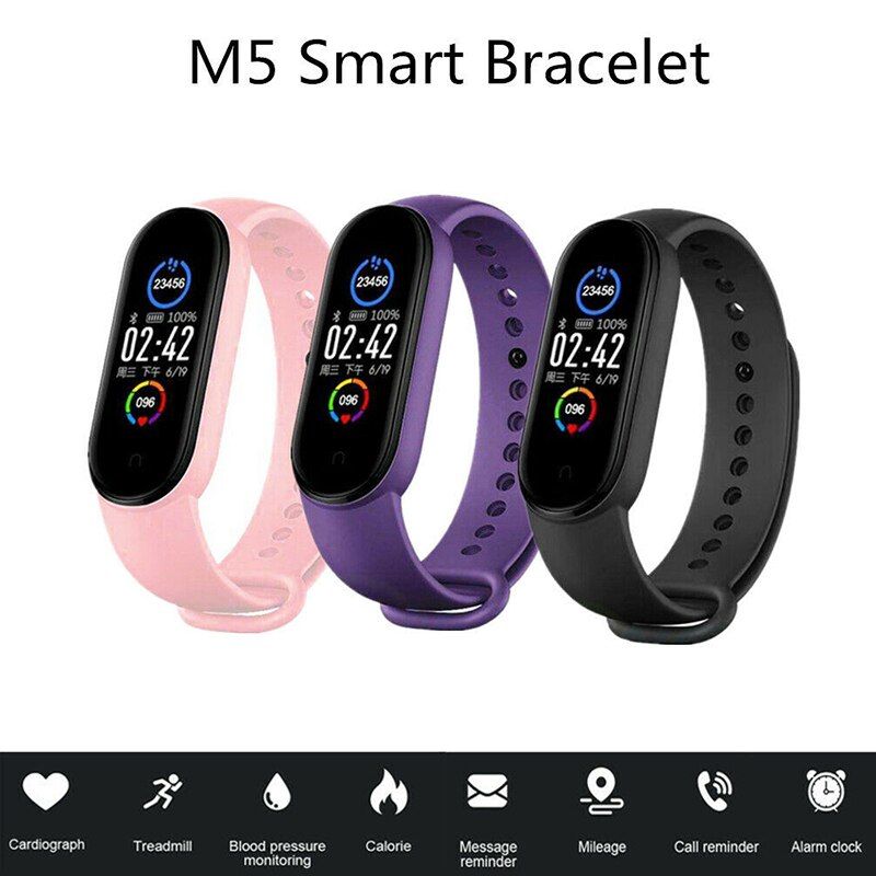 M5 Clever Sport Uhr Fitness Tracker Pedometer Herz Bewertung Blutdruck Monitor Bluetooth Clever Uhr Armbänder Männer Frauen