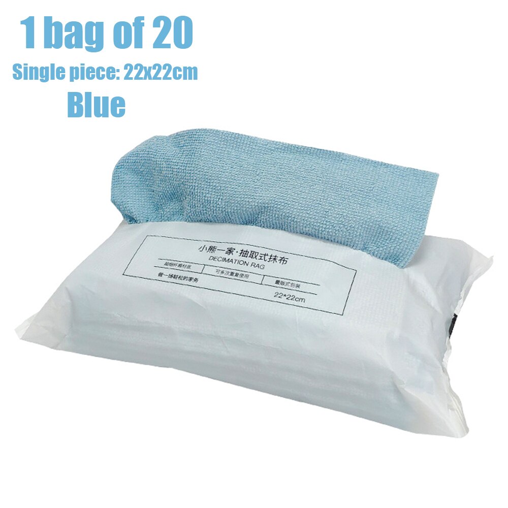 Tipo extractor, 1 caja de 20 trapos desechables de microfibra para cocina, absorbente de aceite, para perezosos, paño de limpieza, toalla, estropajo: Bag-blue