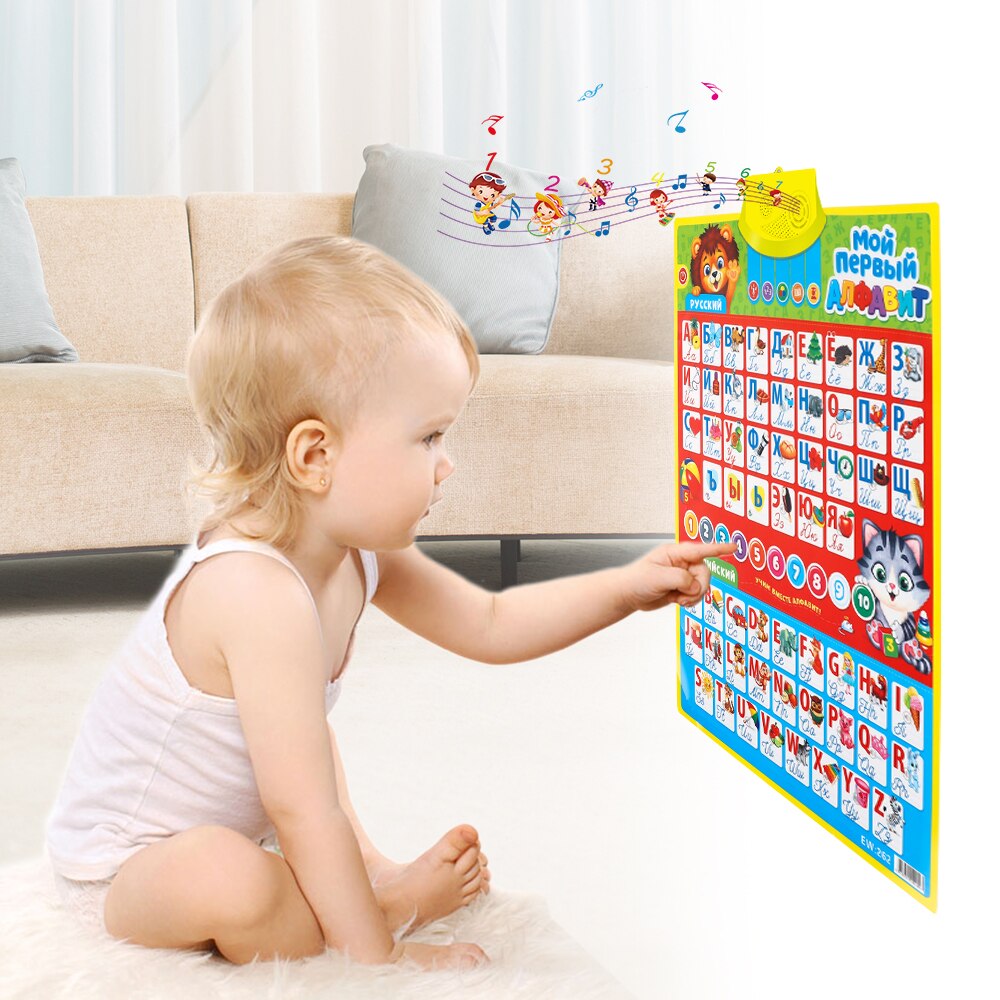 Tableau mural électronique de l&#39;alphabet russe, jouet éducatif multifonction pour enfant préscolaire, lecteur Audio numérique pour bébé
