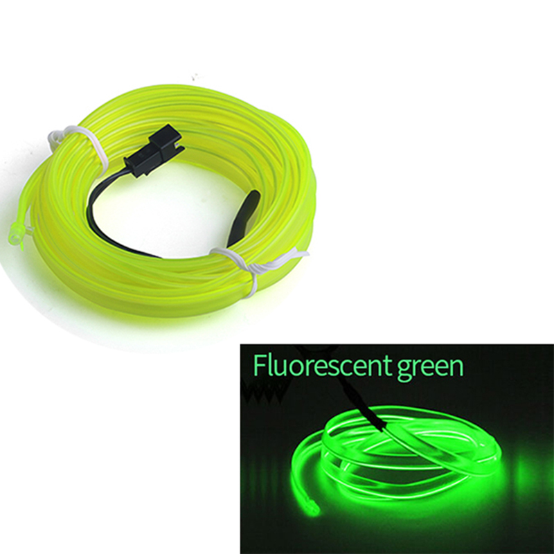Striscia luminosa per atmosfera in fibra ottica al neon per illuminazione ambientale a portato da 5 metri per interni auto Decorazione USB kit luce flessibile fai-da-te: RGB / 5400 k