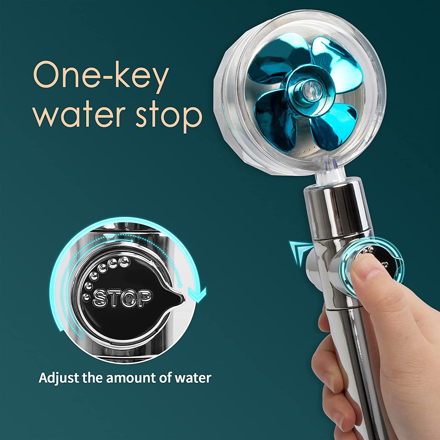 shower head high pressure Shower head 360 Degrees Rotating With Small Fan Showerhead spray shower for bathroom Showerhead