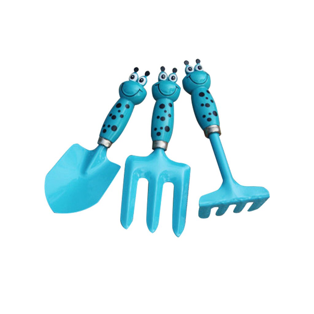 Jouet magique pour enfants, petite pelle, râteau, outil de plage amusant, poignée en plastique, jeu de jardinage en métal: Bleu