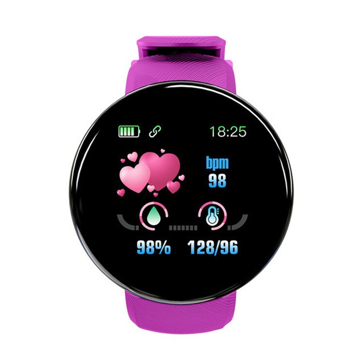 Smart Polsbandjes Waterdichte Sport Armband Bloeddruk Hartslagmeter Sport SmartwatchD18 Stap Teller Fitness Armband: Paars