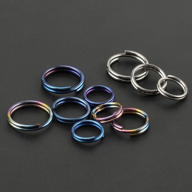 10 pièces/lot titane 10mm/12mm/14mm porte-clés EDC outil extérieur multicolore titane porte-clés