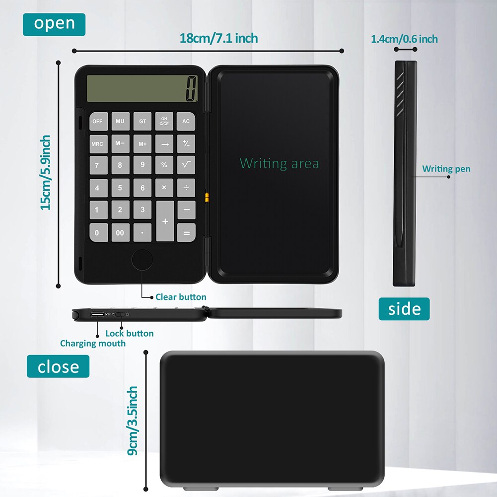 Smart Basic Calculator Standard Function Desktop Calculator with 6.5 inch LCD Writing Tablet Electronic Drawing Pad for Office