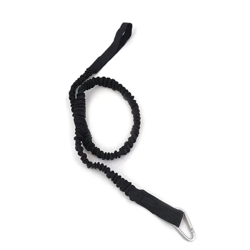 1PC Elastische Kajak Paddel Leine Angelrute Leine Dehnbare Coiled Lanyard Leine Sicherheit Seil Karabiner Rudern Boote Zubehör: Black