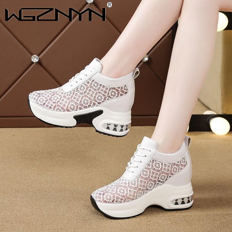 Zomer dames platform wedge outdoor sportschoenen hoge hak dames casual schoenen mesh ademende dames chunky sneakers