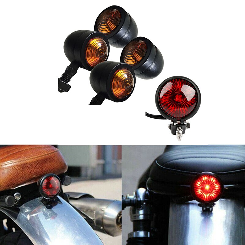 5 Stks/set Motorfiets Richtingaanwijzers Achterlichten Brake Stop Lamp Voor Cafe Racer Bobber Chopper