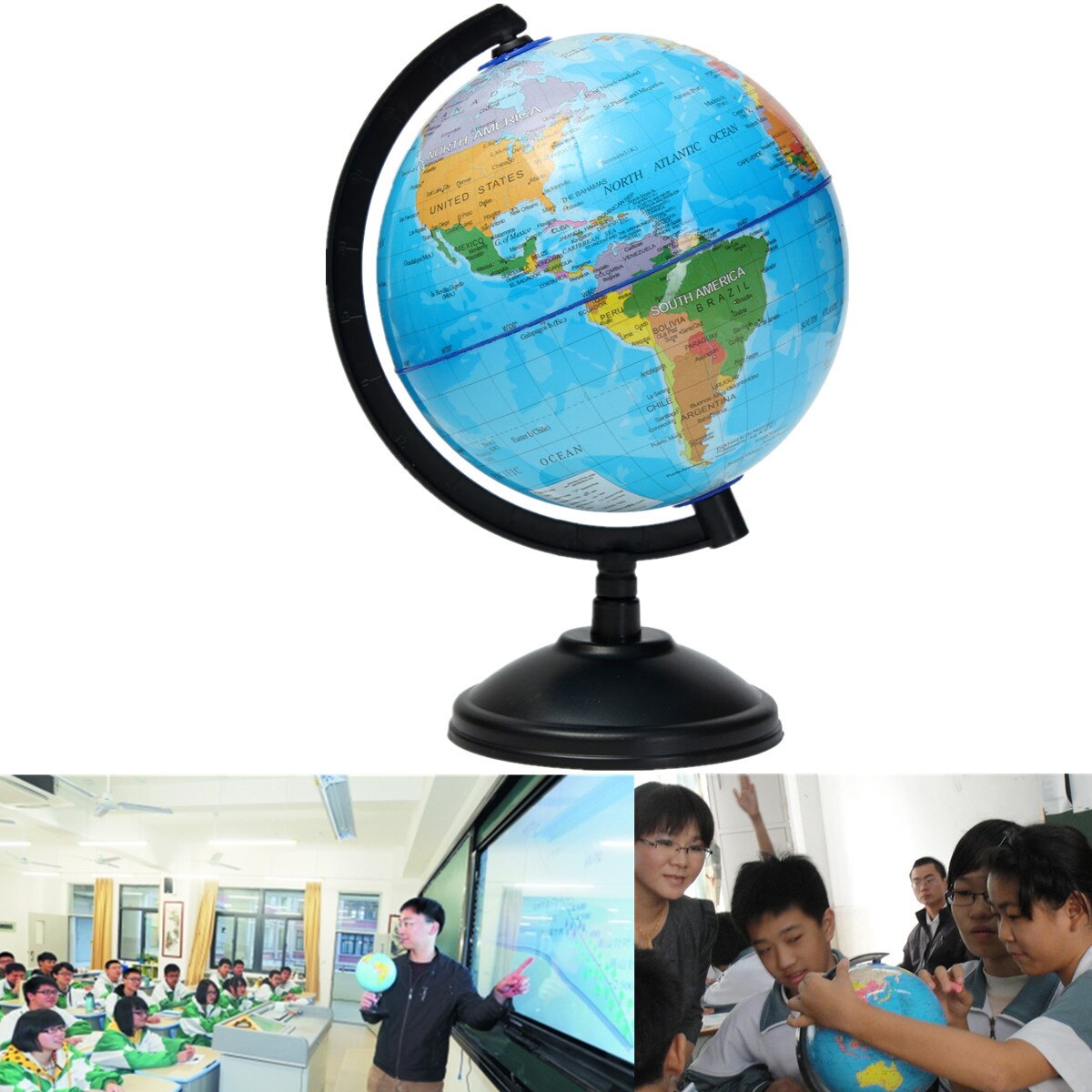 14cm verdenskort på stativ stort studerende legetøj uddannelse kloden nationale grænser floder bjerge geografi skoleartikler