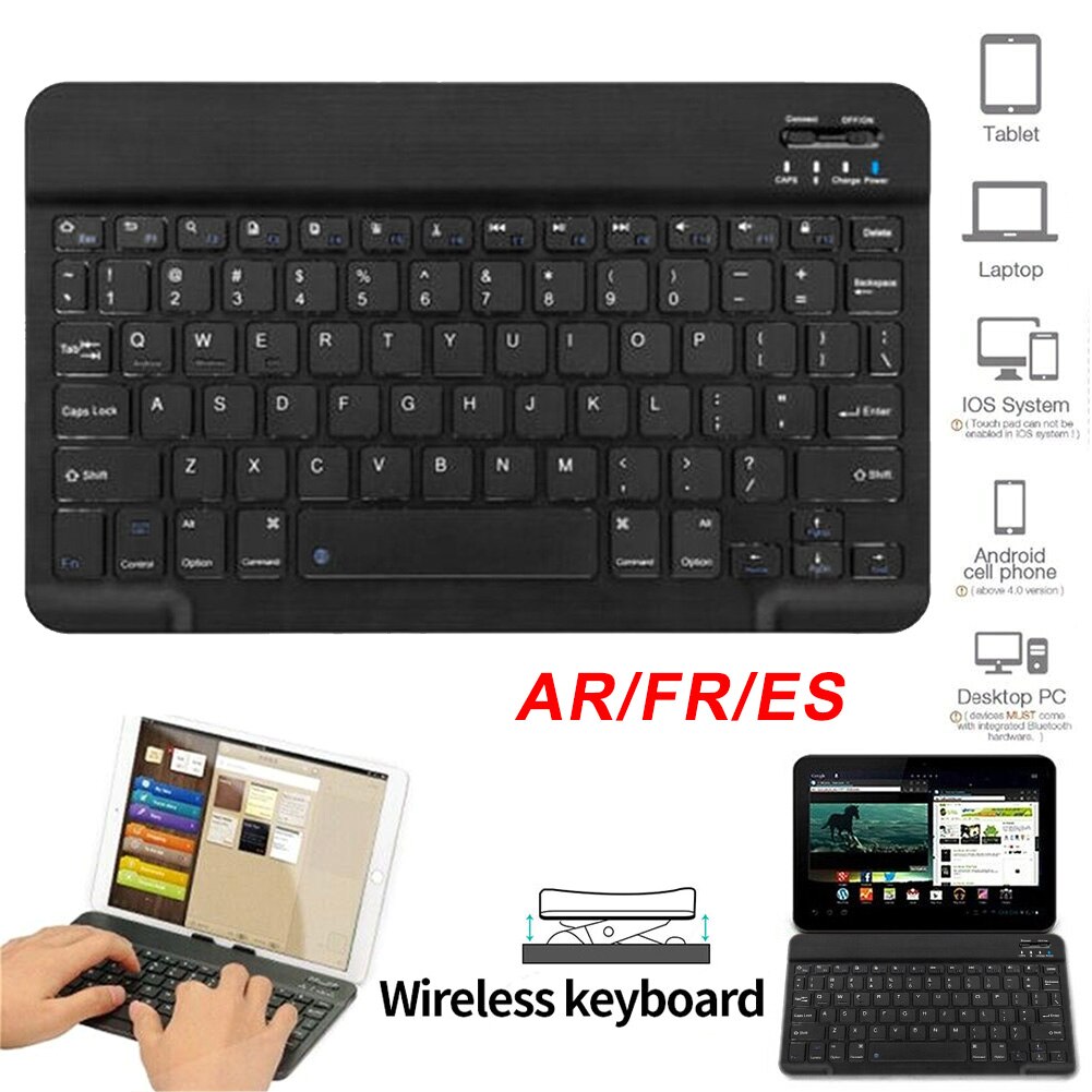 Wireless Bluetooth Keyboard For ipad Phone Tablet Russian Spainish French Arabian Recharger Keyboard For Android ios Windows