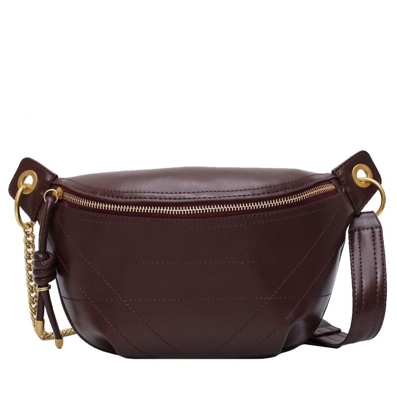 Saco de peito casual bolsa pequena bolsa feminina novo 2020 ins corrente saco do mensageiro saco da multidão ouro metal corrente crossbody saco: Café