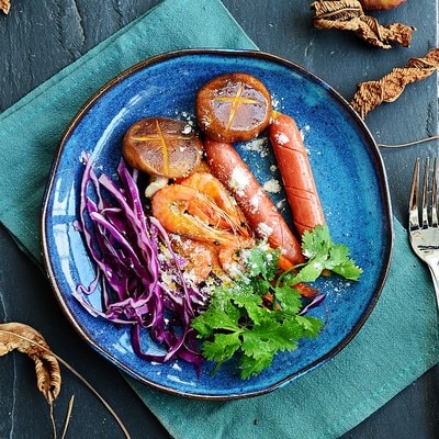 Western style gourmet tallerken stentøj nordisk land keramik lotus blad type tallerken familie snacks frisk frugt salat service