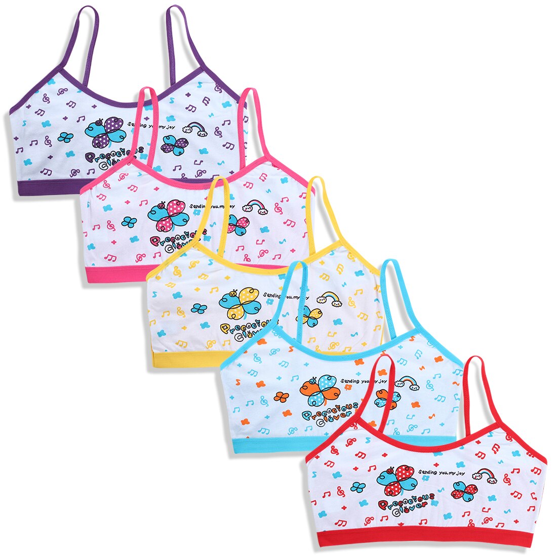 5 pz/lotto intimo cotone colorato neonata bambini bambini cartone animato 6-14Y Hipster Sport adolescenti adolescente giovane canotta: honglanhuangmeizi
