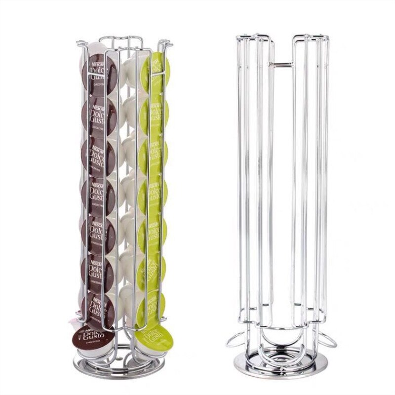 Présentoir à capsules de café Dolce Gusto, fer noir chromé, support pour dosettes, étagères de rangement pour 32 pièces,: 2