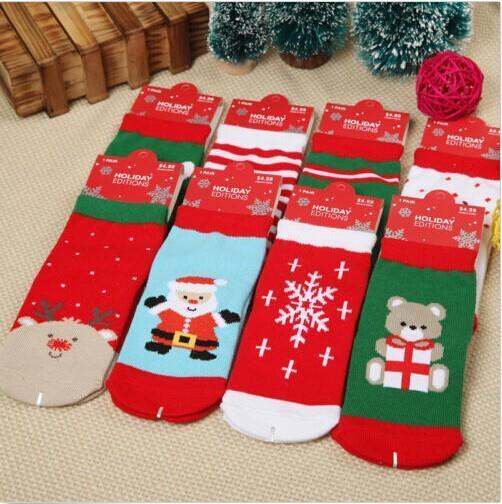 Noël bébé enfants unisexe chaussettes rouge bleu coton hiver noël bas chaussettes enfants noël chaussettes