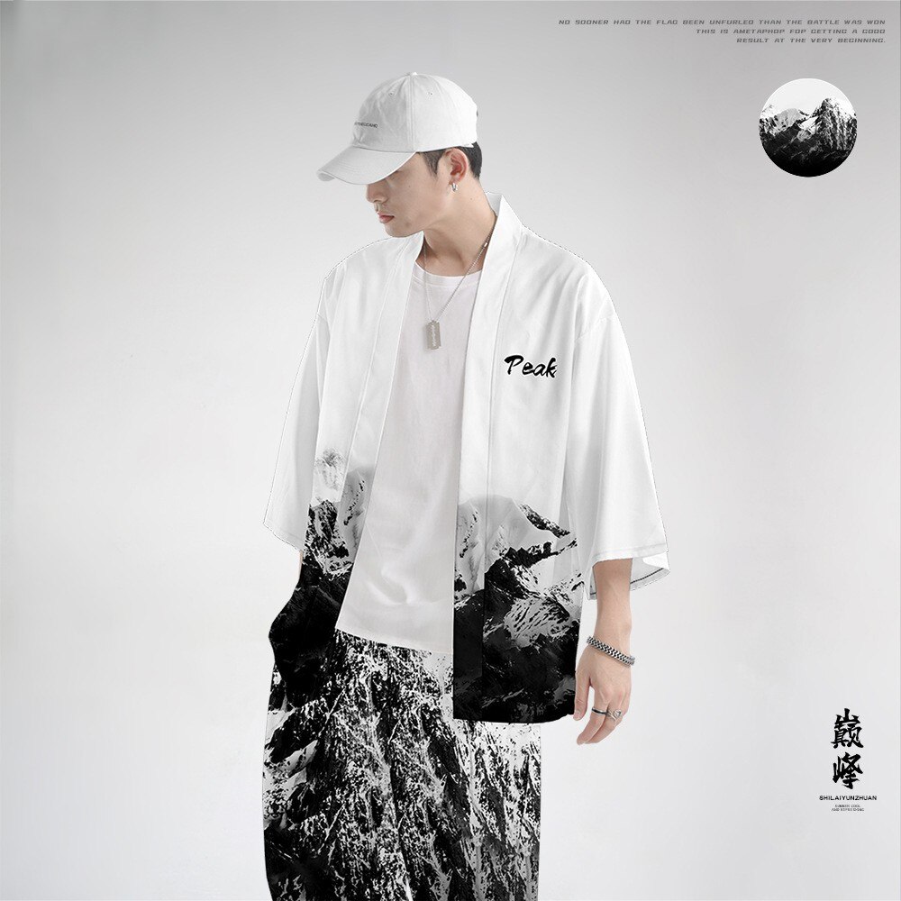 Kimono vest voor heren in japanse stijl, heren yukata, haori voor heren, klassieke samuraikleding, bedrukte bloemenkostuums, plus size vest