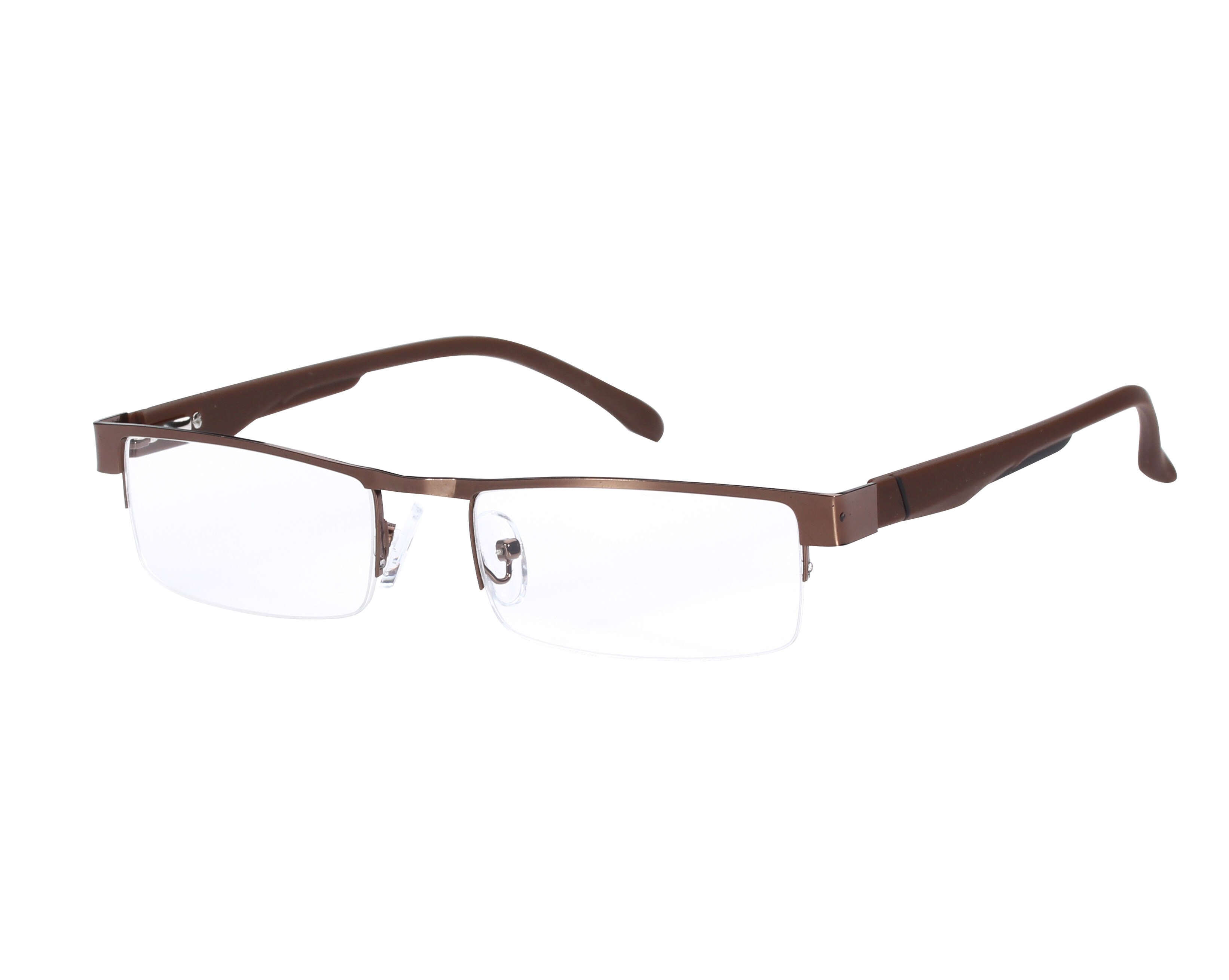 Wolhool Mannen Titanium legering Leesbril Niet sferische 12 Layer lenzen Retro Business Hyperopie Brillen: +250 / Half Frame Brown