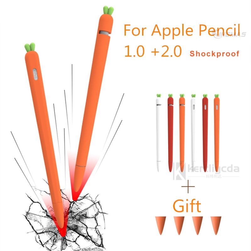 Zachte wortel siliconen voor apple pencil 1 hoesje 2 ipad tablet touch pen stylus beschermhoes hoesje