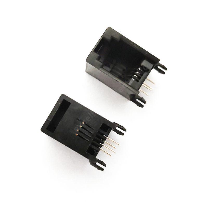 10 stk. sort  rj11 telefonstik 4 p 4c 6 p 2c 6 p 4c 6 p 6c stik vandret retvinklet krystalhoved hunstik: Guld