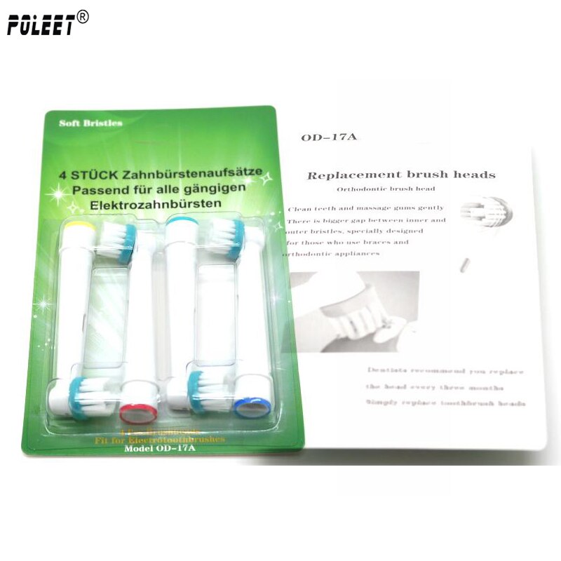 20 stk/lot elektriske tannbørstehoder od -17a od17a erstatninger for oral-bi pleie for orto tannregulering tennene rense verktøy