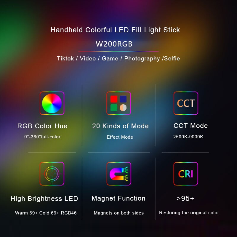 Magnetische RGB Licht Stock CIR95 CCT2500K-9000K Handheld Fotografie Stock mit Mini Stativ Füllen Licht LED Lampe für Video Vlog