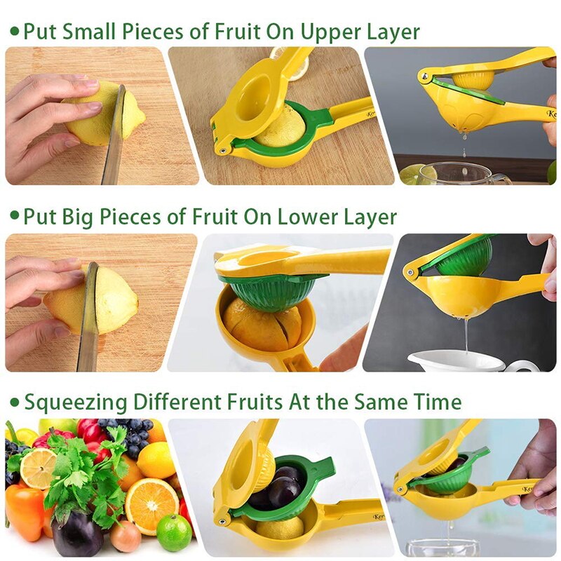 Konco rostfritt stål färsk citron lime pressare, manuell metall citruspress juicepress handtag pressextraktor lime juice för kök