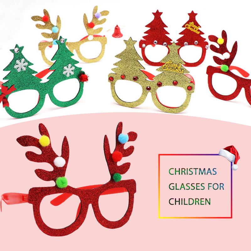 Noël ornements lunettes lunettes cadres décor en plastique maternelle accessoires soirée dessin animé noël lunettes cadres