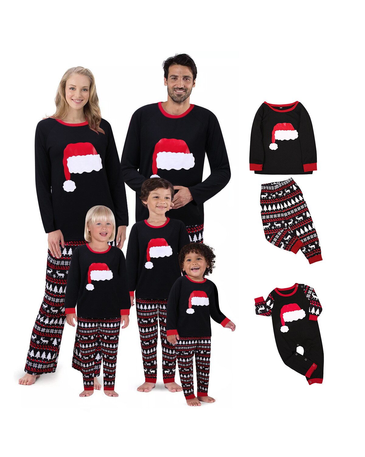 Family matching clothes Black mommy and me pyjamas sets Christmas kids outfit printed family look Chiristmas couple long johns
