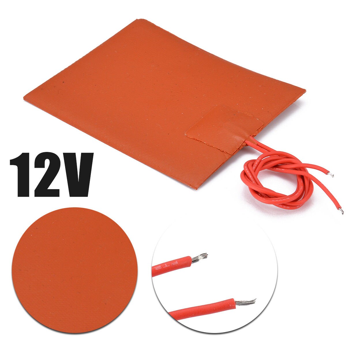 12V DC 80x100mm 20W Flexible Waterproof Silicon Silicone Rubber Heater Bed Heating Pad for 3D Printer Heater
