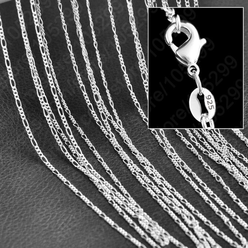 Arrivals 10 PCS/Lot 16-30 Inches Sterling Silver Figaro Necklace Chain Pretty Good Women Jewelry