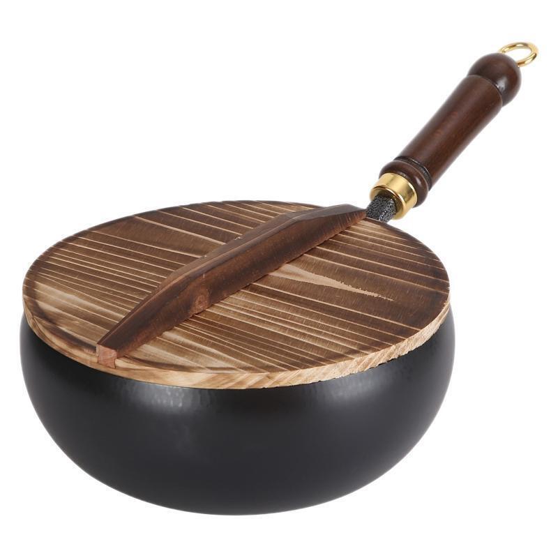 Uncoated Big Belly Pot Hand-Made Iron Pot Household Cooking Pot Non-Stick Pot Kitchen Gas Stove Induction Cooker Universal: light green