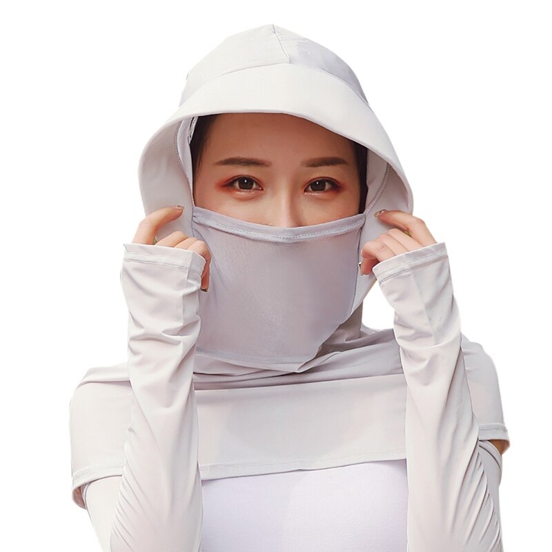 Multifuncional Sombrinha Gauze Xaile Cap Secagem Rápida Respirável Gaze Máscara De Seda Gelo: CINZA