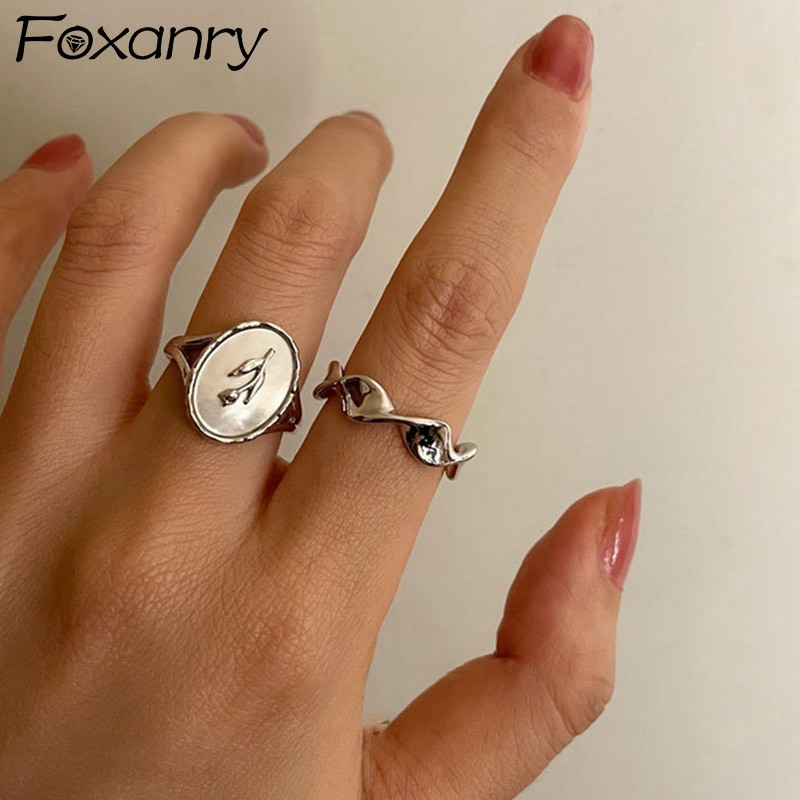 Evimi 925 Sterling Zilveren Verlovingsringen Voor Vrouwen Koppels Mode Eenvoudige Onregelmatige Patroon Geometrische Partij Sieraden