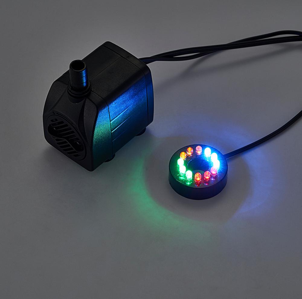 7W 140Gph LED Light Mini Water Features Pump Submersible Water Outdoor Fountain Water Pump Home Décor Fountain Pump