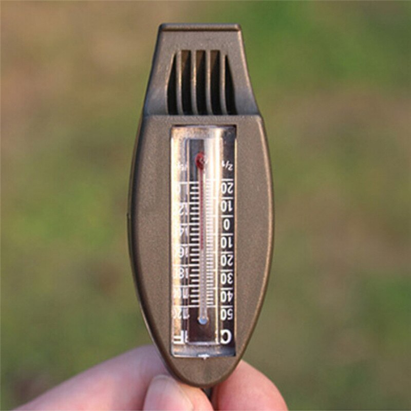 Mini Outdoor 4 In1 Survival Kompas, Thermometer, Vergrootglas, Fluitje Sleutelhanger Sleutelhanger
