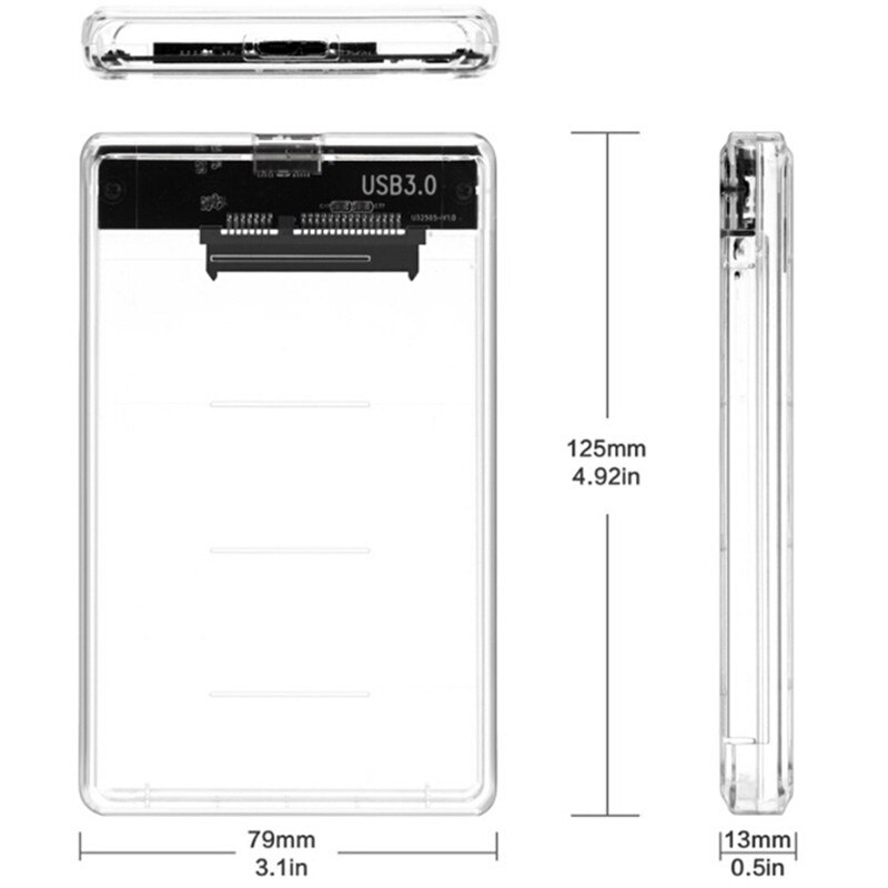 Clear 2.5" Hard Drive Enclosure SATA USB 3.0 HDD Hard Drive External Enclosure SSD Disk Box Case With LED For Win 2000/xp/7/8/10