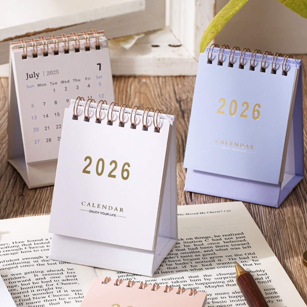Simple Style English Mini Desk Calendar Desktop Display Portable Calendar Desktop Decoration Handmade Diary Desk Calendar