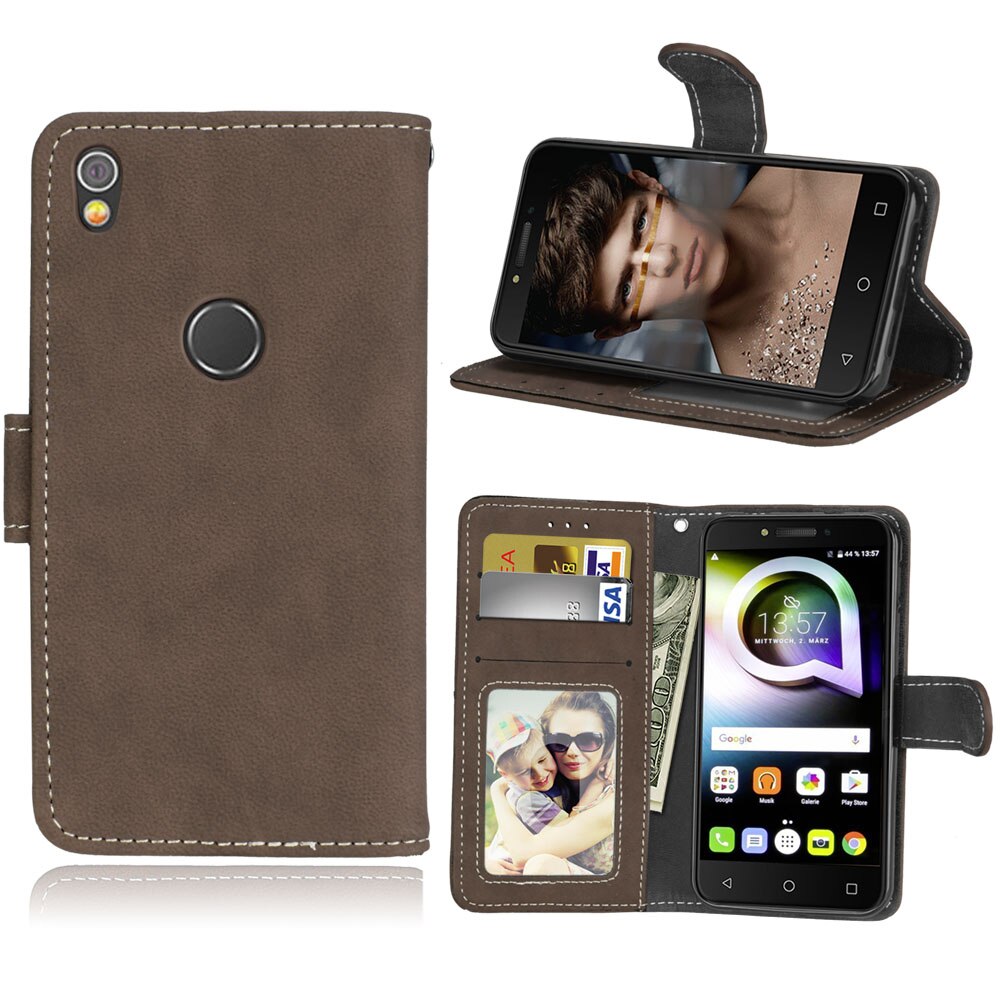 Wallet Case Voor Alcatel Shine Lite 5080X Flip Telefoon Lederen Cover Voor Alcatel Shine Lite One Touch Shine Lite 5080 5080X Shell: Brown