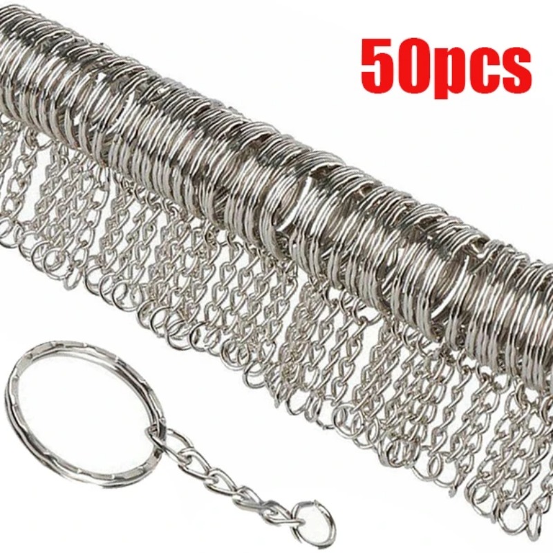 10/50 Stuks Metalen Sleutelhangers Met Split Ring Link Chain Sleutelhangers Keyfob Sleutel Hangers Houder Ringen Diy Sleutelhangers sleutelhanger