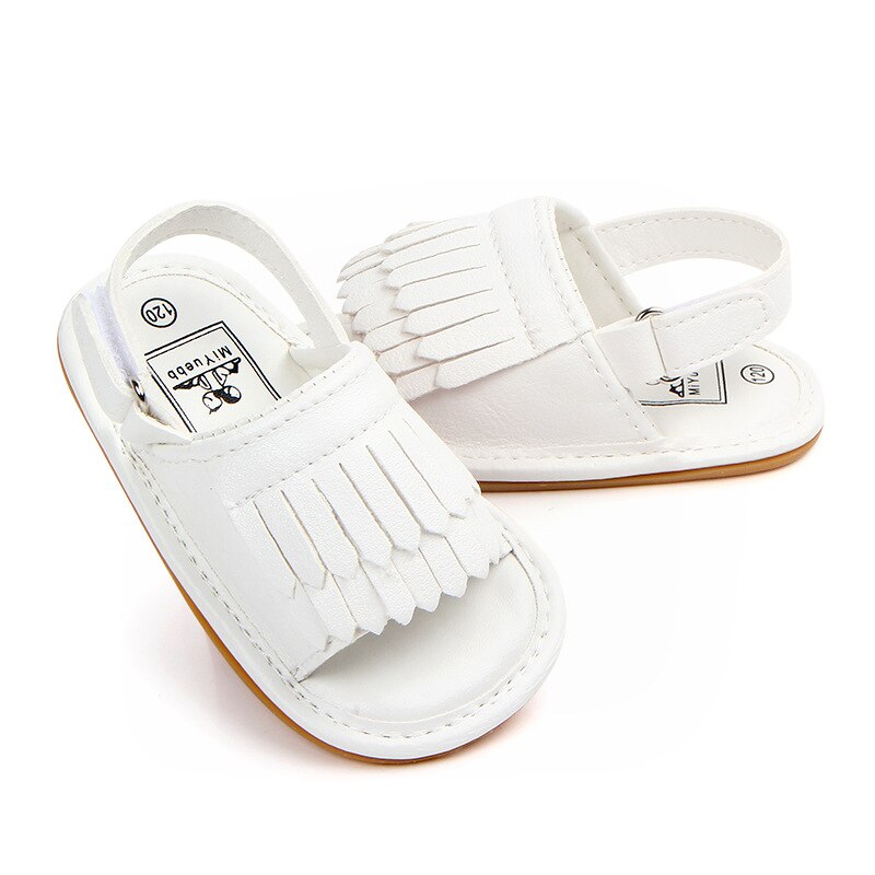 Sandales d'été en cuir suédé pour bébés filles, chaussures antidérapantes, plates, à semelle souple, pour nourrissons