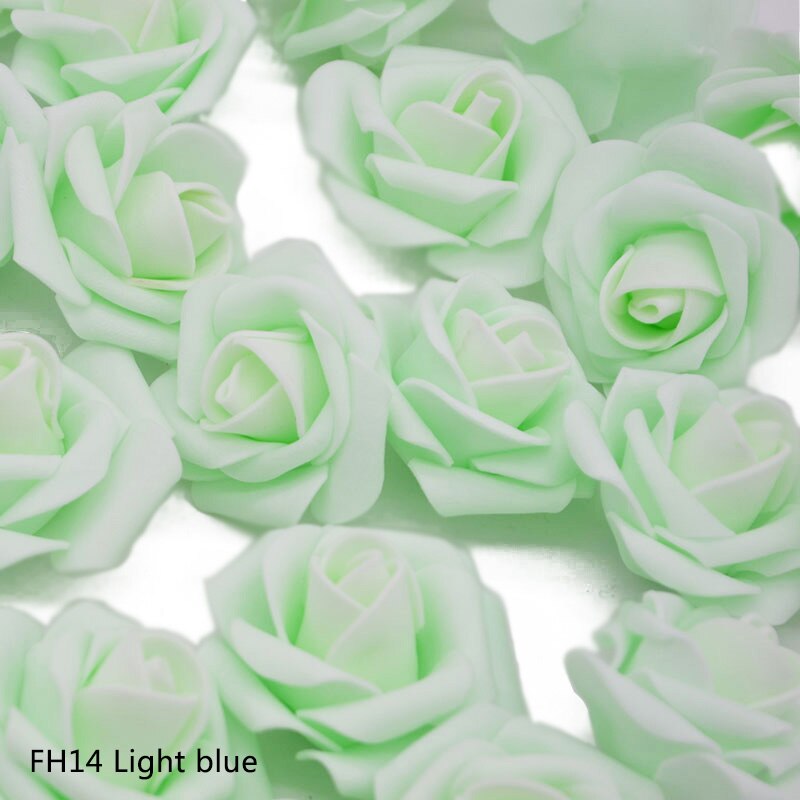 50 stk/parti 4cm kunstige blomsterhoveder håndlavet gør-det-selv bryllup boligdekoration multi-brug pe skum rose dekorative blomster forsyninger 65z: Lysegrøn  fh14