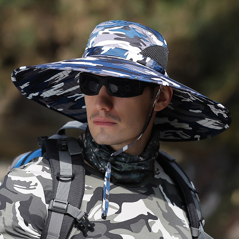 Camoland vandtæt bucket hatte herre udendørs upf 50+  solhat stor bred kant strandkapper til unisex camouflage fiskeri vandrehue