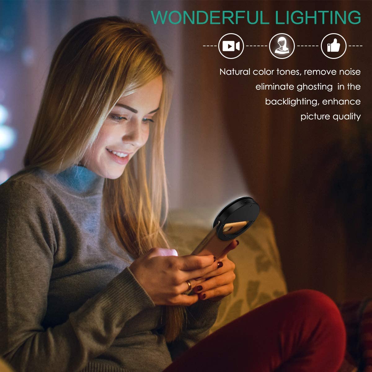 Selfie Ring Light carica USB portatile Clip-on Selfie Fill Light con 36 LED per iPhone per Samsung Xiaomi Phone Selfie Light