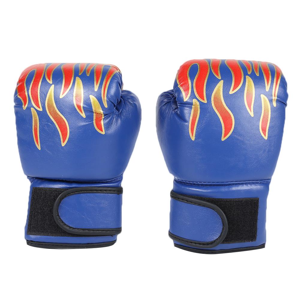2pcs Adult Kids Boxing Gloves Flame Mesh Breathable PU Leather Flame Gloves Sanda Boxing Training Glove Accessories: Blue  Kid