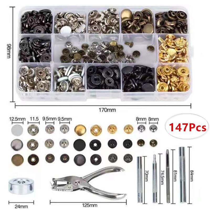 200-440 stücke Kunststoff Druckknopf mit Druckknöpfen Zangen Werkzeug Kit Organizer Container Druck Naht Druckknopf Druckknöpfen werkzeuge: Size H