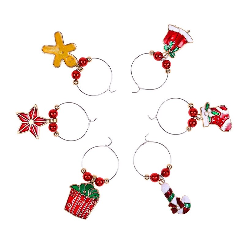 6 Stuks Kerst Cup Decoratie Ringen Wijn Glas Hangers Voor Thuis Tafeldecoratie Partij Jaar Product