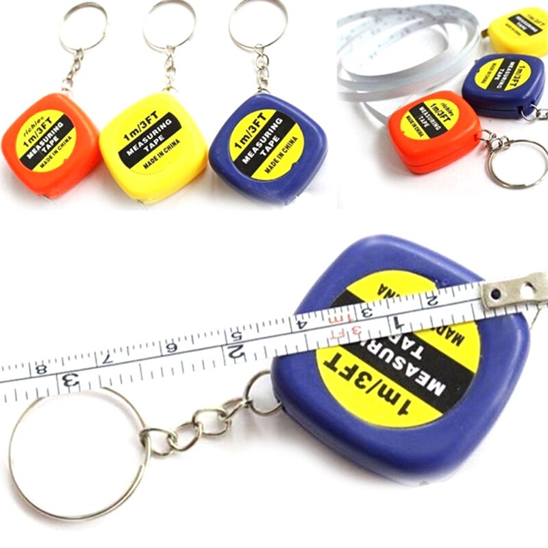 1pc 1m/3ft Easy Retractable Ruler Tape Measure Mini Portable Pull Ruler Keychain